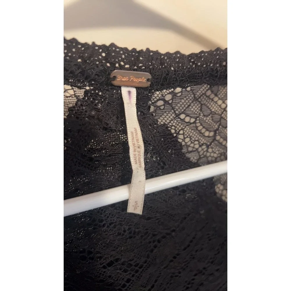Free People Black Lace Long Sleeve Top